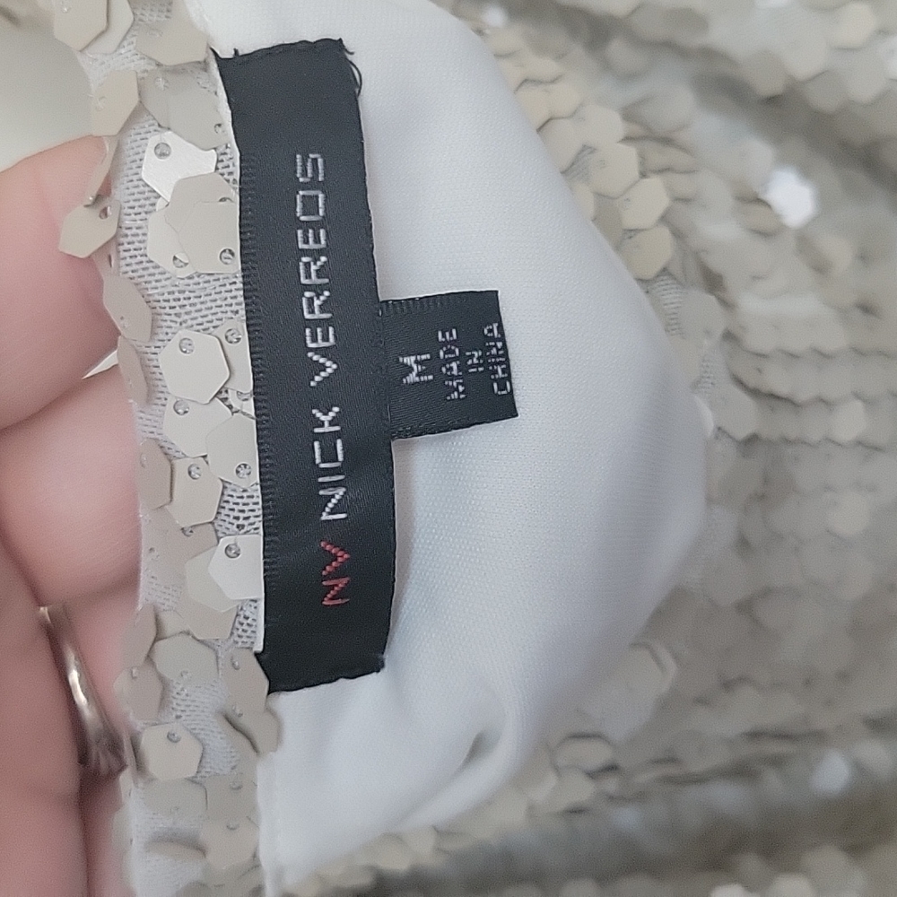 VINTAGE Nick Verreos Sequined Ivory Dress PRICE FIRM - Picture 7 of 12